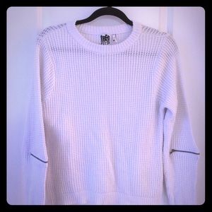 Free Press White Sweater with Zipper detailing