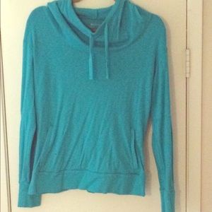 Scoop neck hooded sweater