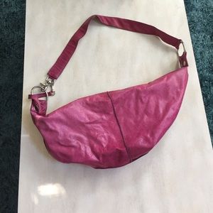 Leather, zippered bag.