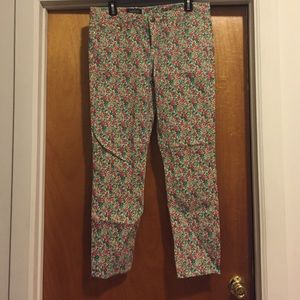 J Crew Floral Print Toothpick Jeans
