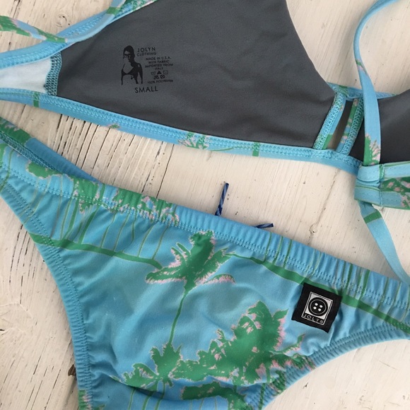 Jolyn Brazil Bottom and Vent Top Palm Tree s/m - Picture 2 of 4