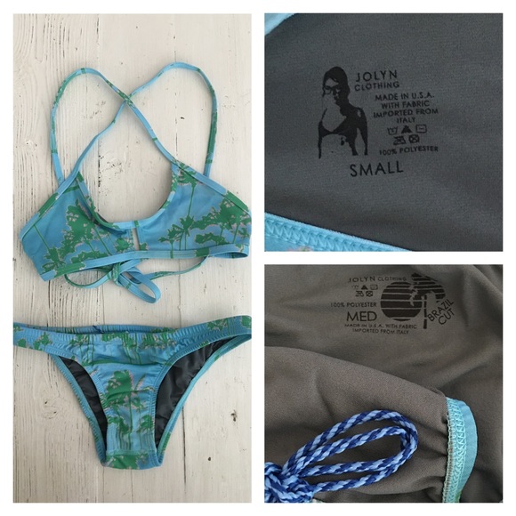 Jolyn Brazil Bottom and Vent Top Palm Tree s/m - Picture 3 of 4