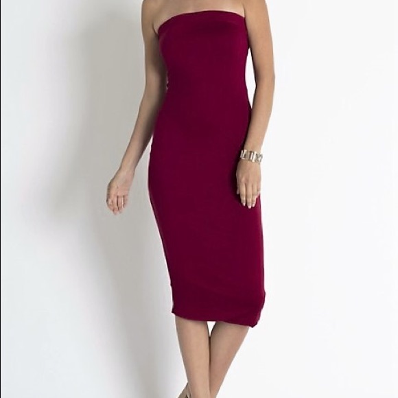 Burgundy tube body-con mini dress