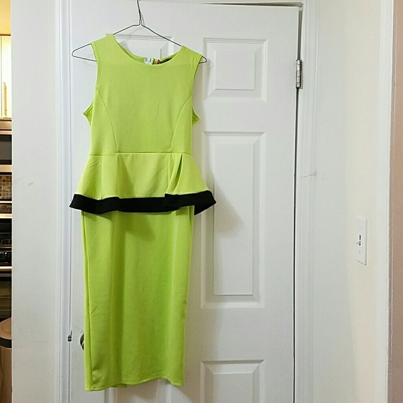 Boohoo Lime green peplum dress!