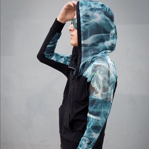 Hot Topic Sweaters - 🆕Black Blue Fishnet Mesh Sleeve Hoodie Jacket NEW Hot Topic Sweaters - 🆕Black Blue Fishnet Mesh Sleeve Hoodie Jacket NEW