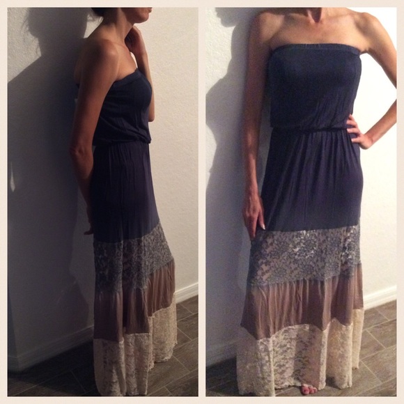 🇺🇸 Sale Dip Dye Maxi Dress Lace Details was $46 - Picture 4 of 4