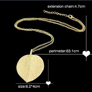 Gold Plated Alloy Leaf Pendant Necklace
