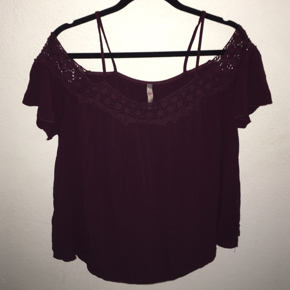 Maroon off the shoulder top
