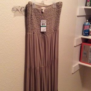 Khaki/beige Michael Kors Strapless Dress Size L