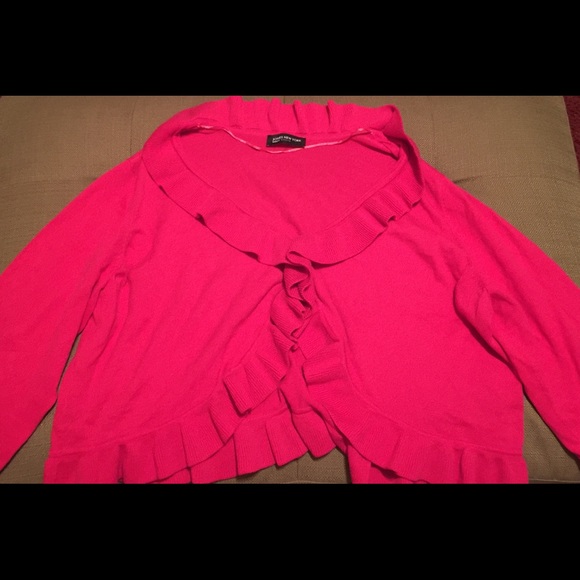 Pink Ruffled Cropped Sweater/Shrug