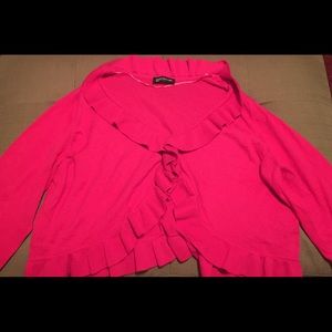 Pink Ruffled Cropped Sweater/Shrug