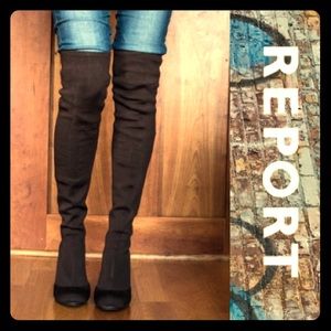 Report Over Knee Boots Dark Brown Sz 9