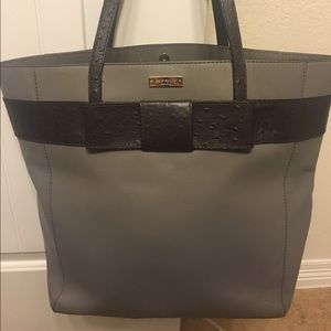 Kate Spade gray ostrich tote bag.