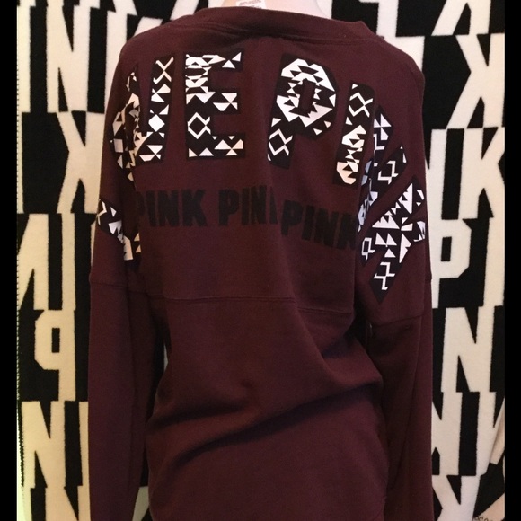 Rare Victoria Secret Maroon Aztec crew