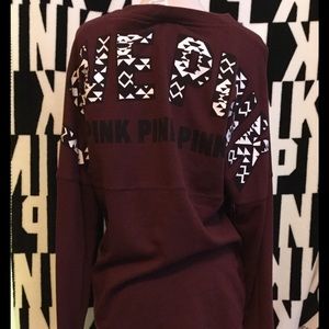 Rare Victoria Secret Maroon Aztec crew