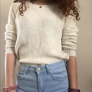 White with Gold Threaded Sweater