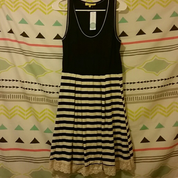 Navy blue striped dress