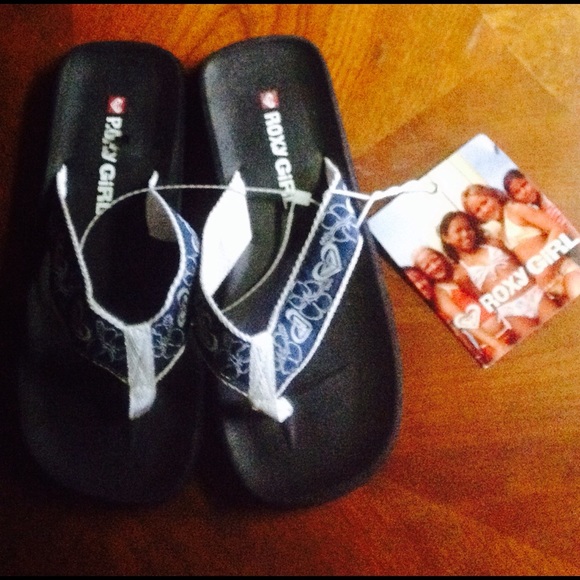 Roxy girls size 3 flip flop sandals navy blue - Picture 1 of 1