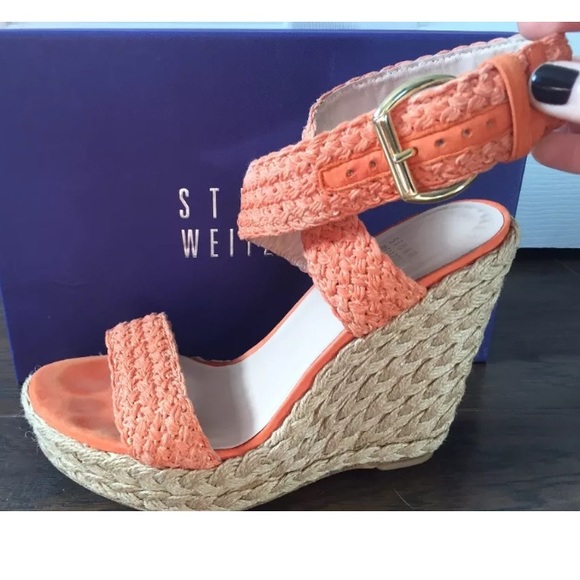 Stuart Weitzman Espadrille Platform Wedges 38 8 - image 1