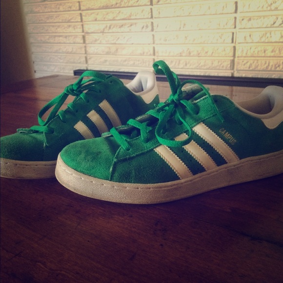 Green adidas campus suede sneakers