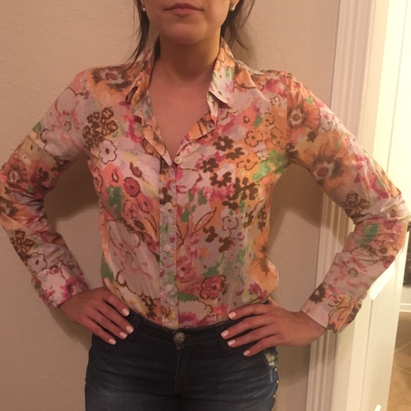 J Crew lightweight floral button up