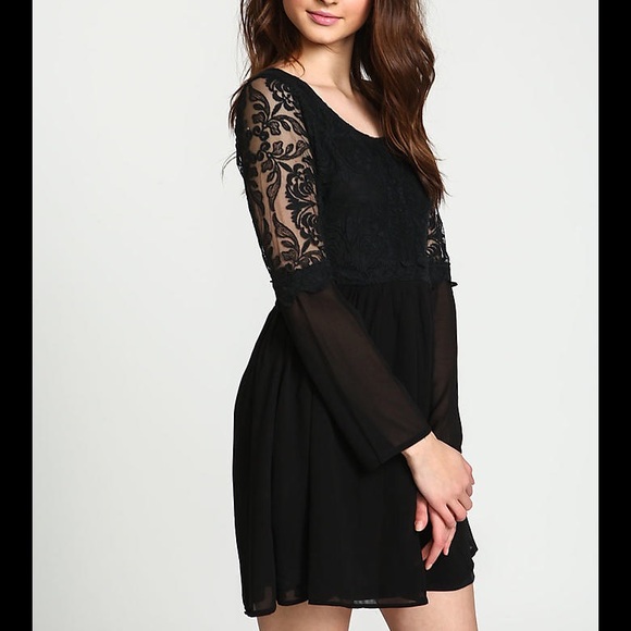 NEW Black Lace Dress Sz L - Picture 2 of 4