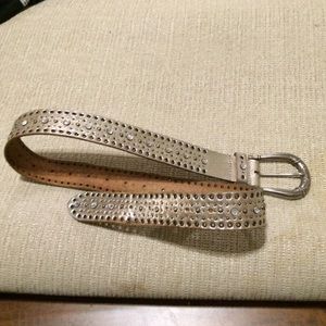 Fossil silver leather belt