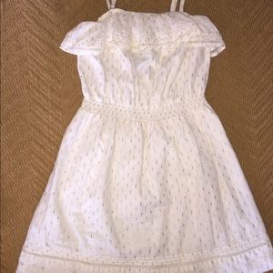 White and Gold Ruffle Dress