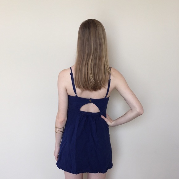 Navy Chambray Dress Metallic Buttons - Picture 3 of 3