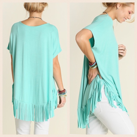 🎂 Anniversary Sale 🎂 Fringe Mint Top - Picture 2 of 4