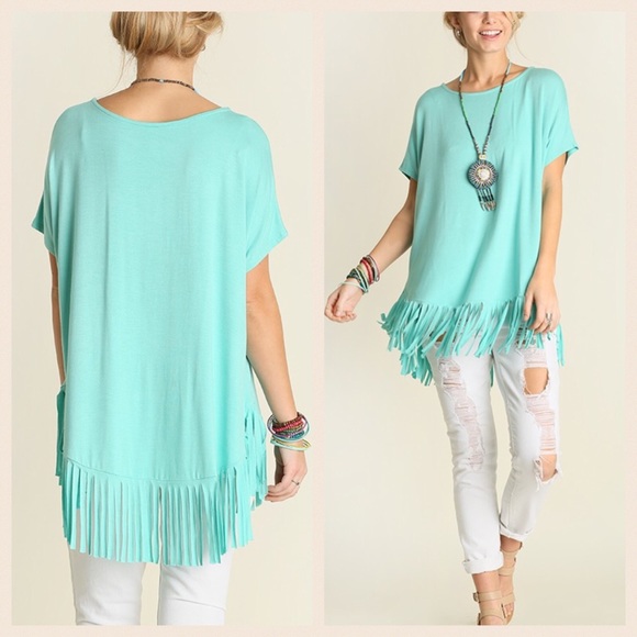 🎂 Anniversary Sale 🎂 Fringe Mint Top - Picture 3 of 4