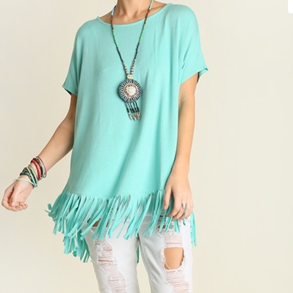 🎂 Anniversary Sale 🎂 Fringe Mint Top - Picture 4 of 4