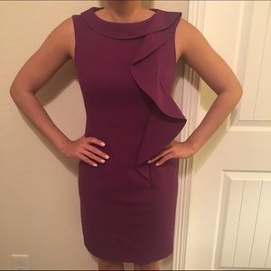 Classy mauve ruffle detail dress by Calvin Klein