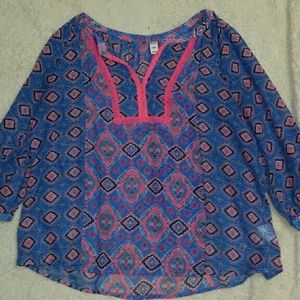 Blue & pink blouse