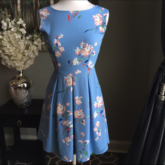 light blue dress with yellow flowers