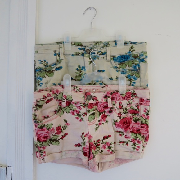 Bundle (2) Cotton Floral Print Shorts, size 9/10