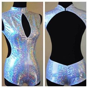 LBD little black diamond rave holographic bodysuit