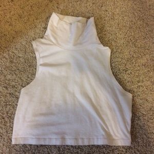 White turtleneck mock neck crop top