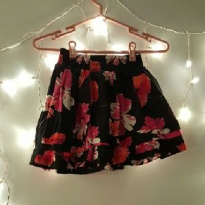 Dark Floral Print Skirt