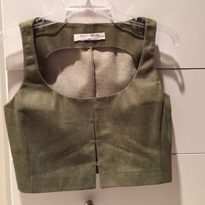 100% Authentic Miu Miu crop best in olive green