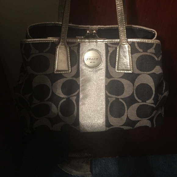 Blue and sliver coach purse. Only used a few times