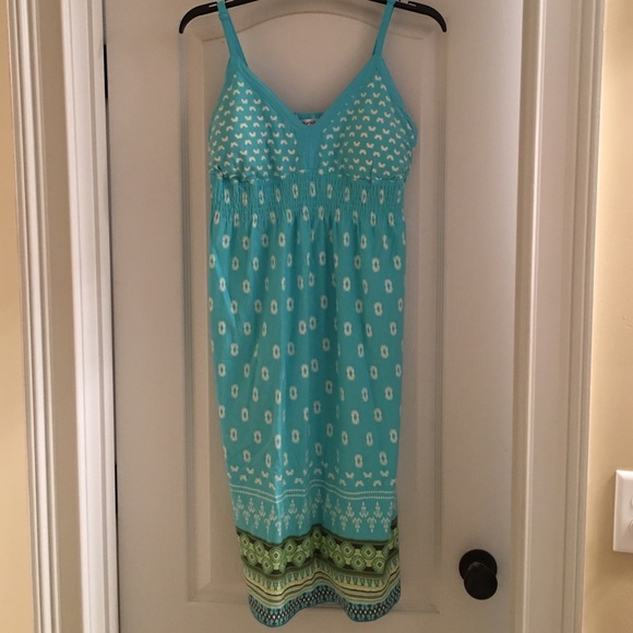Athleta spaghetti strap dress XL Aqua padded cups