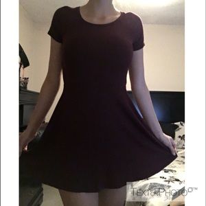 Ribbed F21 Burgundy Fit & Flare Dress