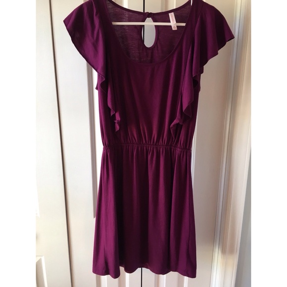 Dark purple cotton dress with belt