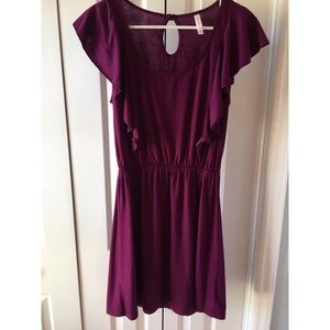 Dark purple cotton dress with belt