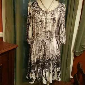 Cristina love 2X black purple dress blouse