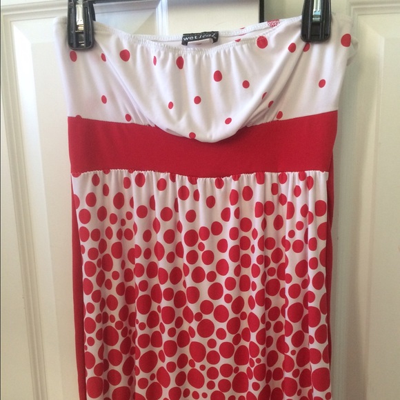 Wet Seal red and white strapless top