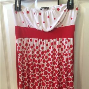 Wet Seal red and white strapless top