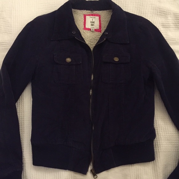 Navy Blue Corduroy/Sherpa Jacket