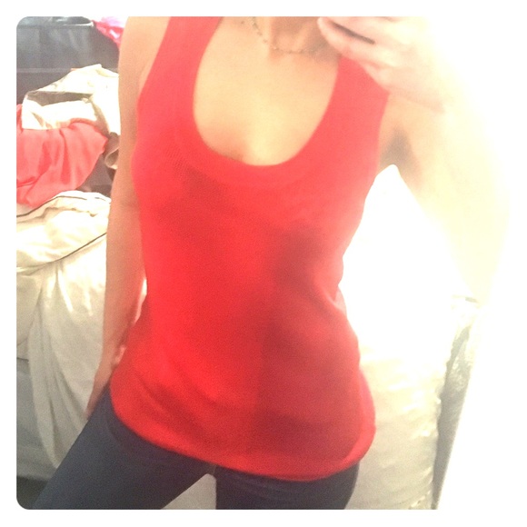 ADRIENNE VITTADINI Red Racerback Viscose Tank M